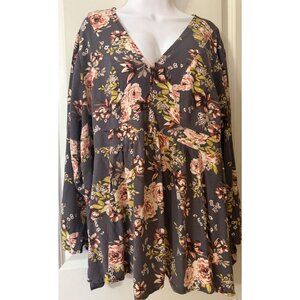 TORRID Floral Blouse Tunic SZ 4 Whimsical Bohemian
